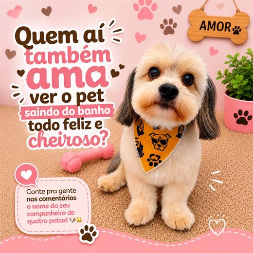 Publicação da Love Pet: quem aí também ama ver o pet saindo do banho cheiroso